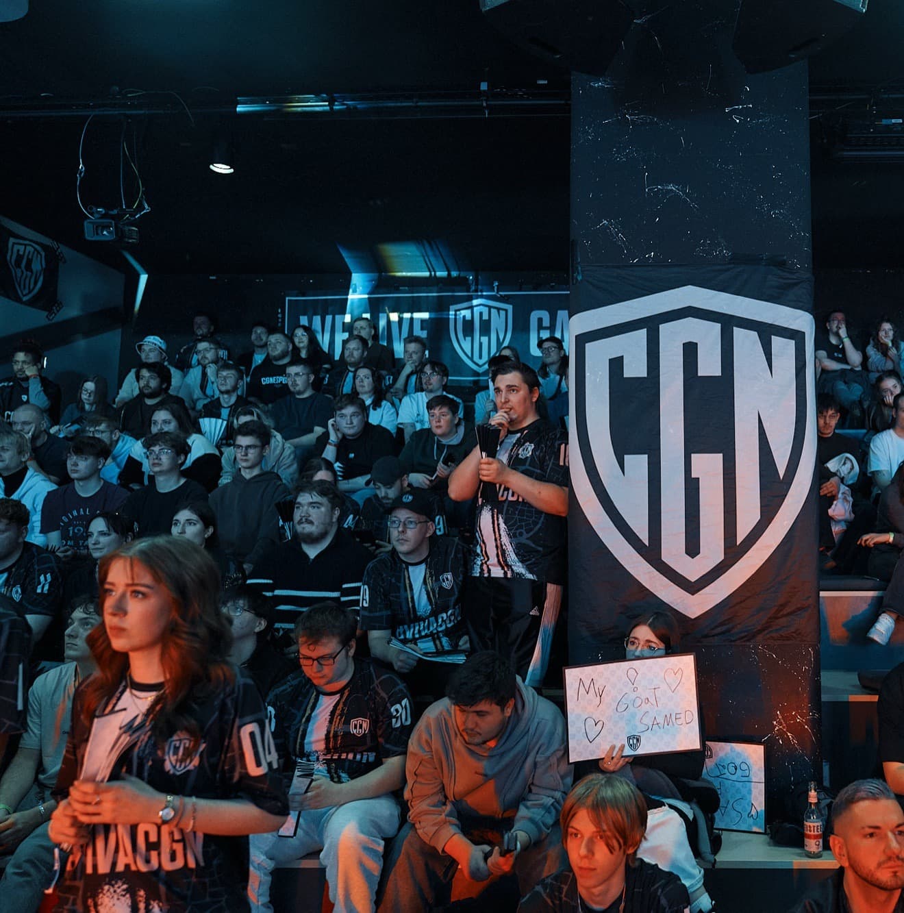 CGN Esports fans watching a live match under the CGN shield at XPERION Cologne